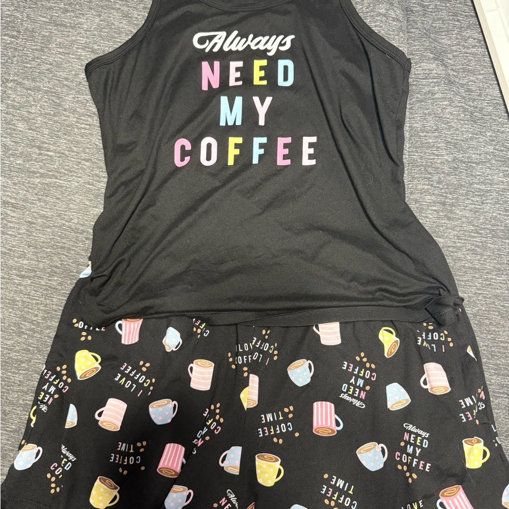 Colorful Coffee Print Women's Pajama Set